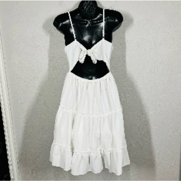 ECOWISH Dress V-Neck Spaghetti Strap Bowknot - Picture 8 of 16